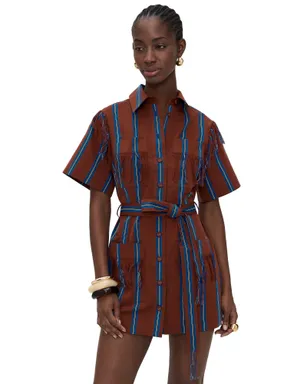 ALÉMAIS Noura Fringe Mini Dress Stripe - サムネイル1