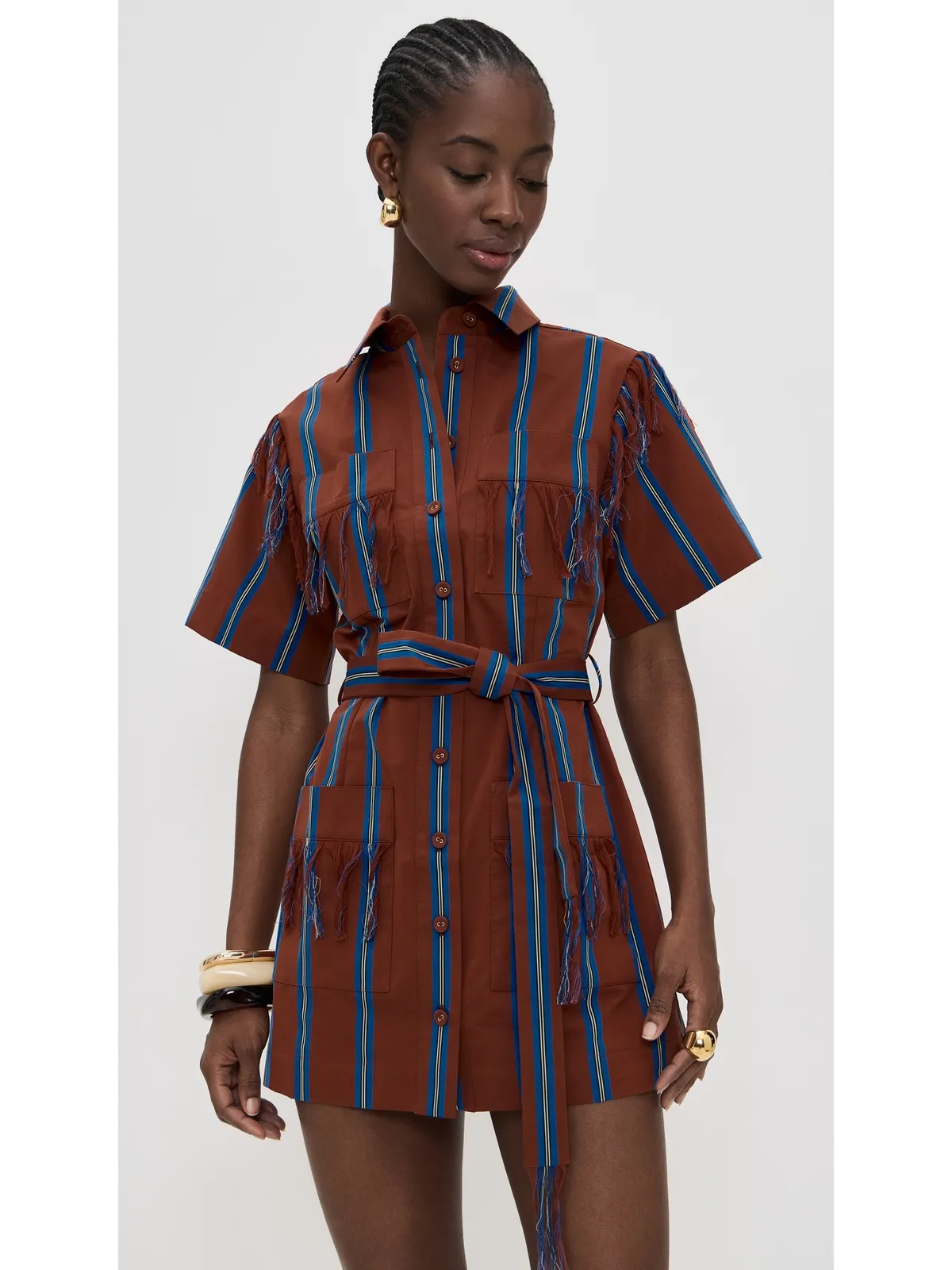 ALÉMAIS Noura Fringe Mini Dress Stripe - 画像2