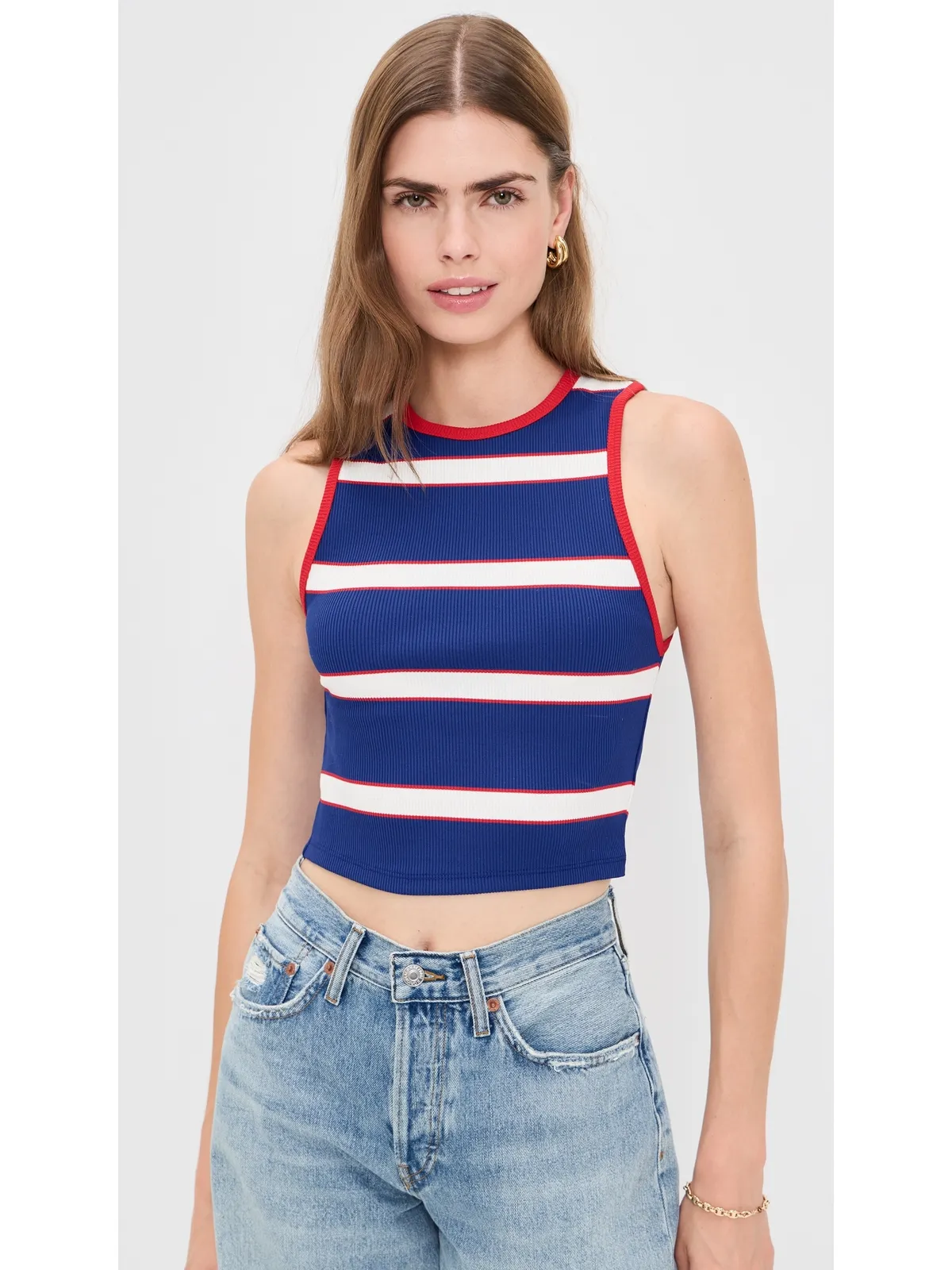 ALICE + OLIVIA Andre Fitted Cropped Tank Glamour Stripe - 画像2