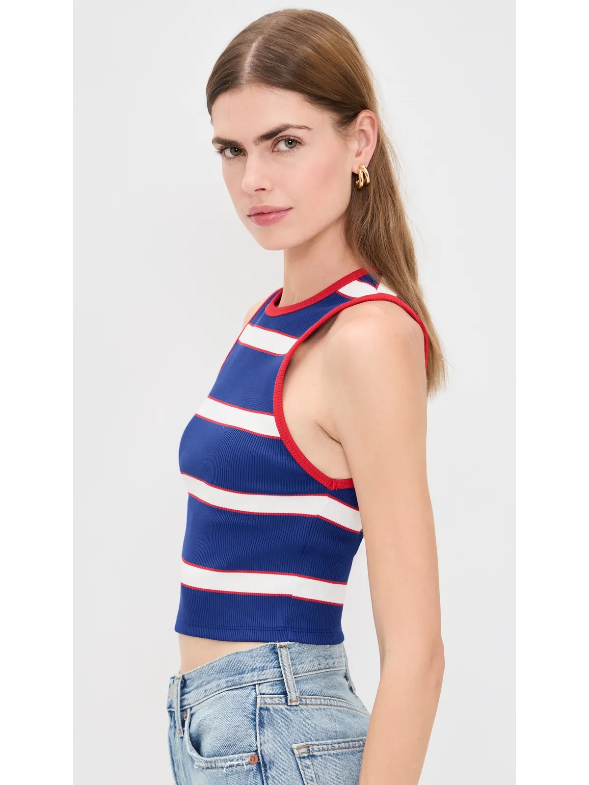 ALICE + OLIVIA Andre Fitted Cropped Tank Glamour Stripe - 画像4