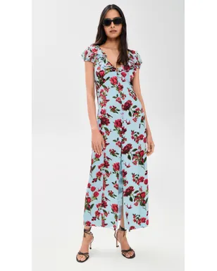 ALICE + OLIVIA ターラ 半袖フリル付き 深いVネック スリップドレス - サムネイル5