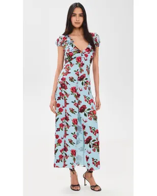 ALICE + OLIVIA ターラ 半袖フリル付き 深いVネック スリップドレス - サムネイル2