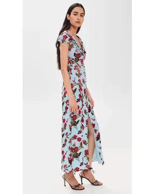 ALICE + OLIVIA ターラ 半袖フリル付き 深いVネック スリップドレス - サムネイル4