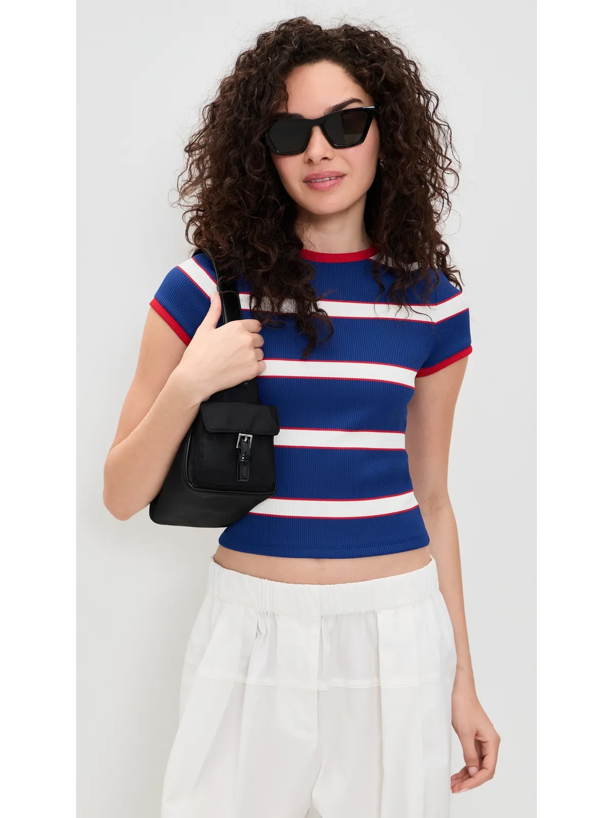 ALICE + OLIVIA オニー ベビー リンガーTシャツ グラマー・ストライプ Twilight Blue - 画像2