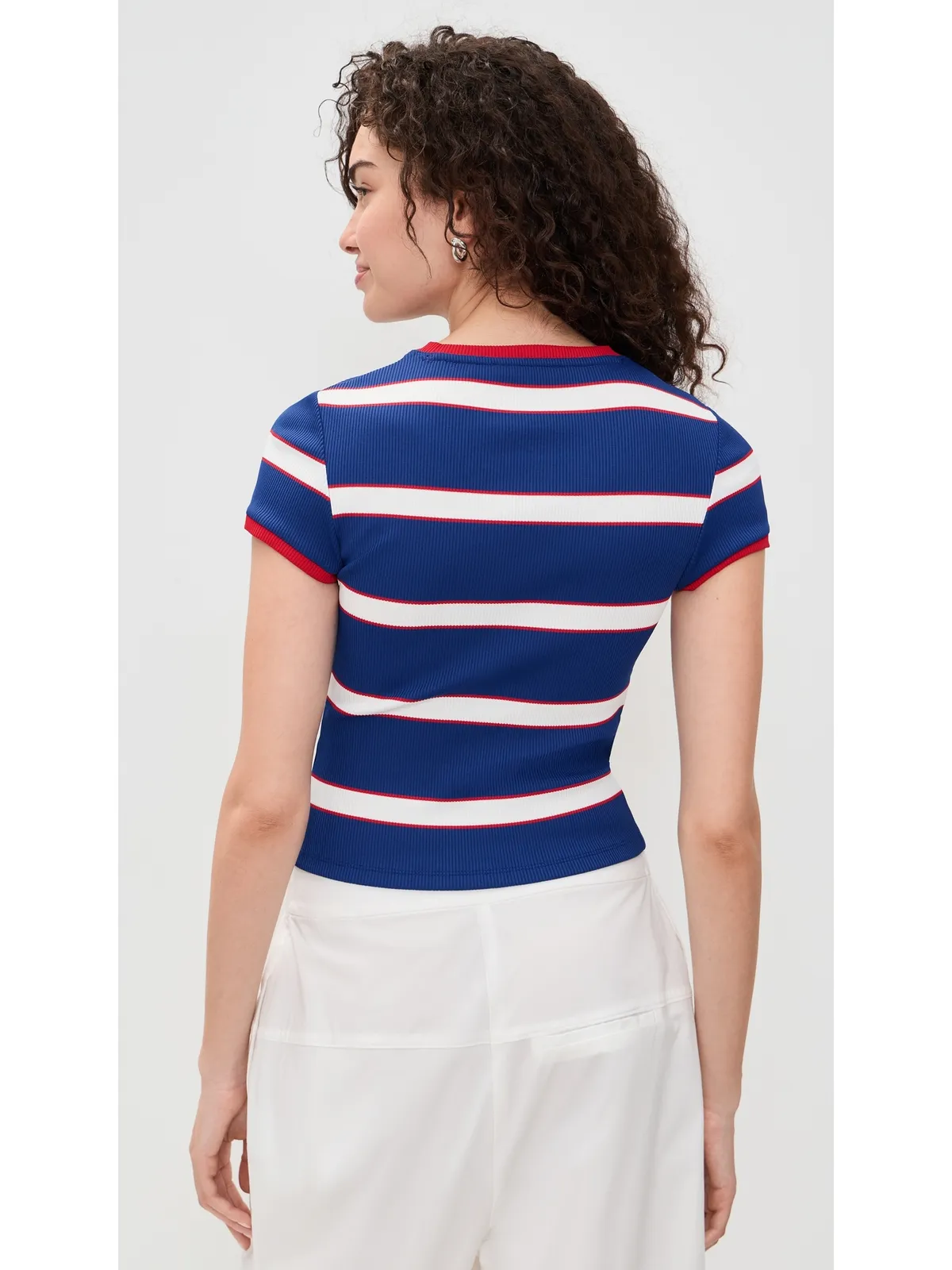 ALICE + OLIVIA オニー ベビー リンガーTシャツ グラマー・ストライプ Twilight Blue - 画像3