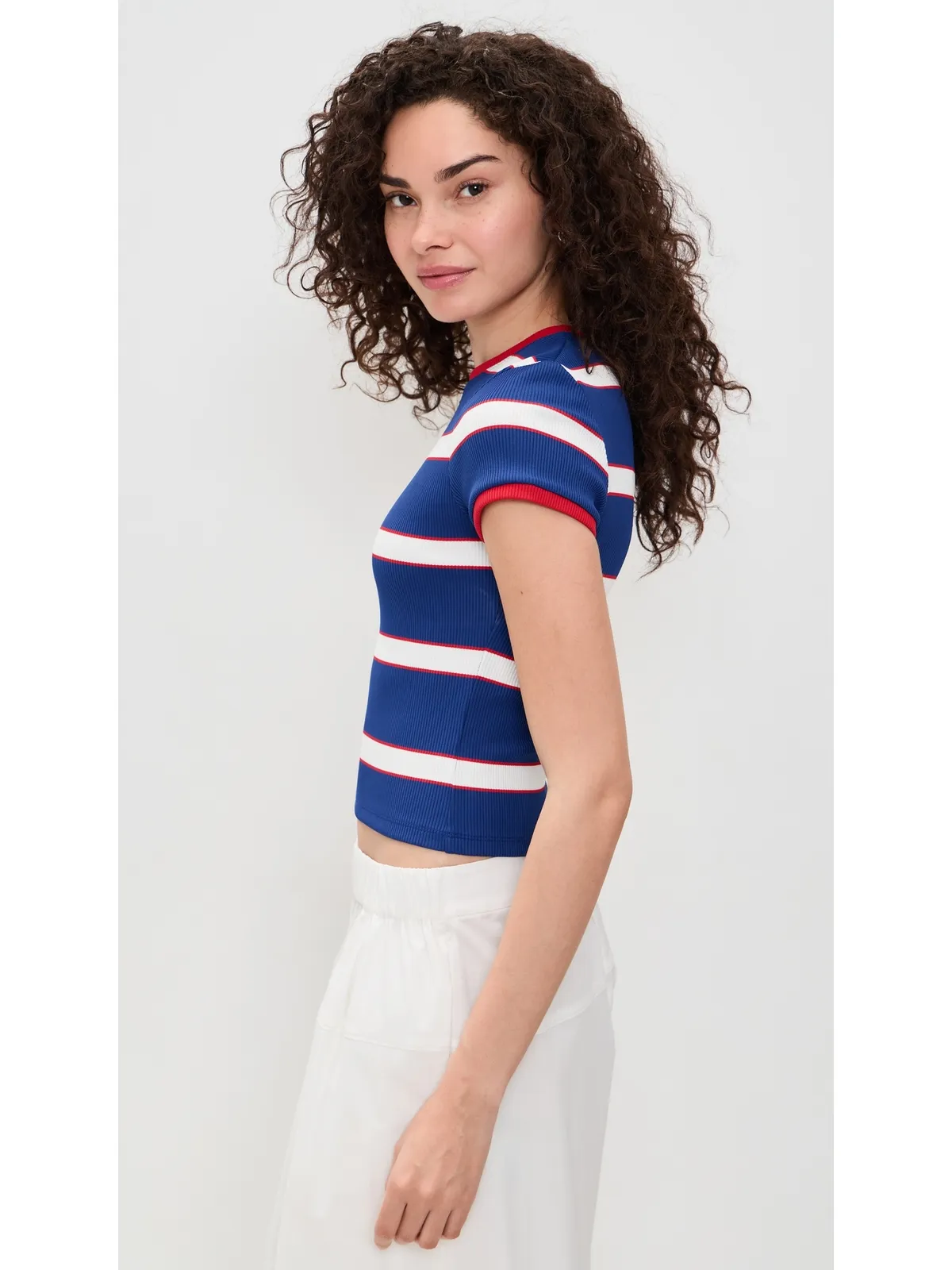 ALICE + OLIVIA オニー ベビー リンガーTシャツ グラマー・ストライプ Twilight Blue - 画像4