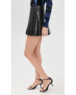 ALICE + OLIVIA Carter ヴィーガンレザー ストレッチ プリーツ スカート - サムネイル4