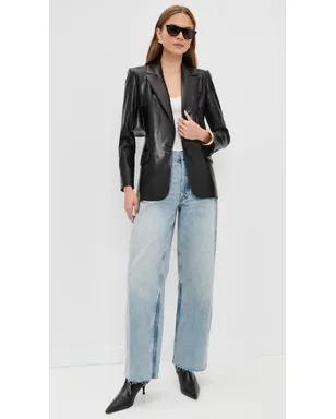ALICE + OLIVIA デニー ヴィーガン レザー ノッチカラー ブレザー ブラック - サムネイル5