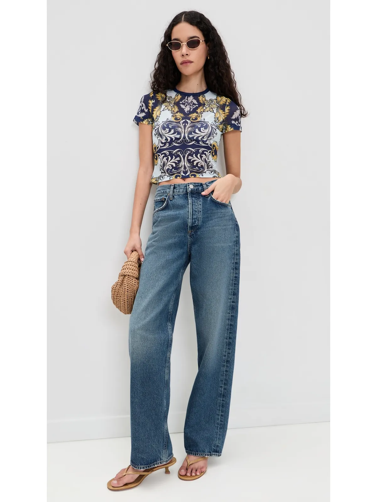 ALICE + OLIVIA テス メッシュTシャツ アンティークスクロール柄 - 画像5