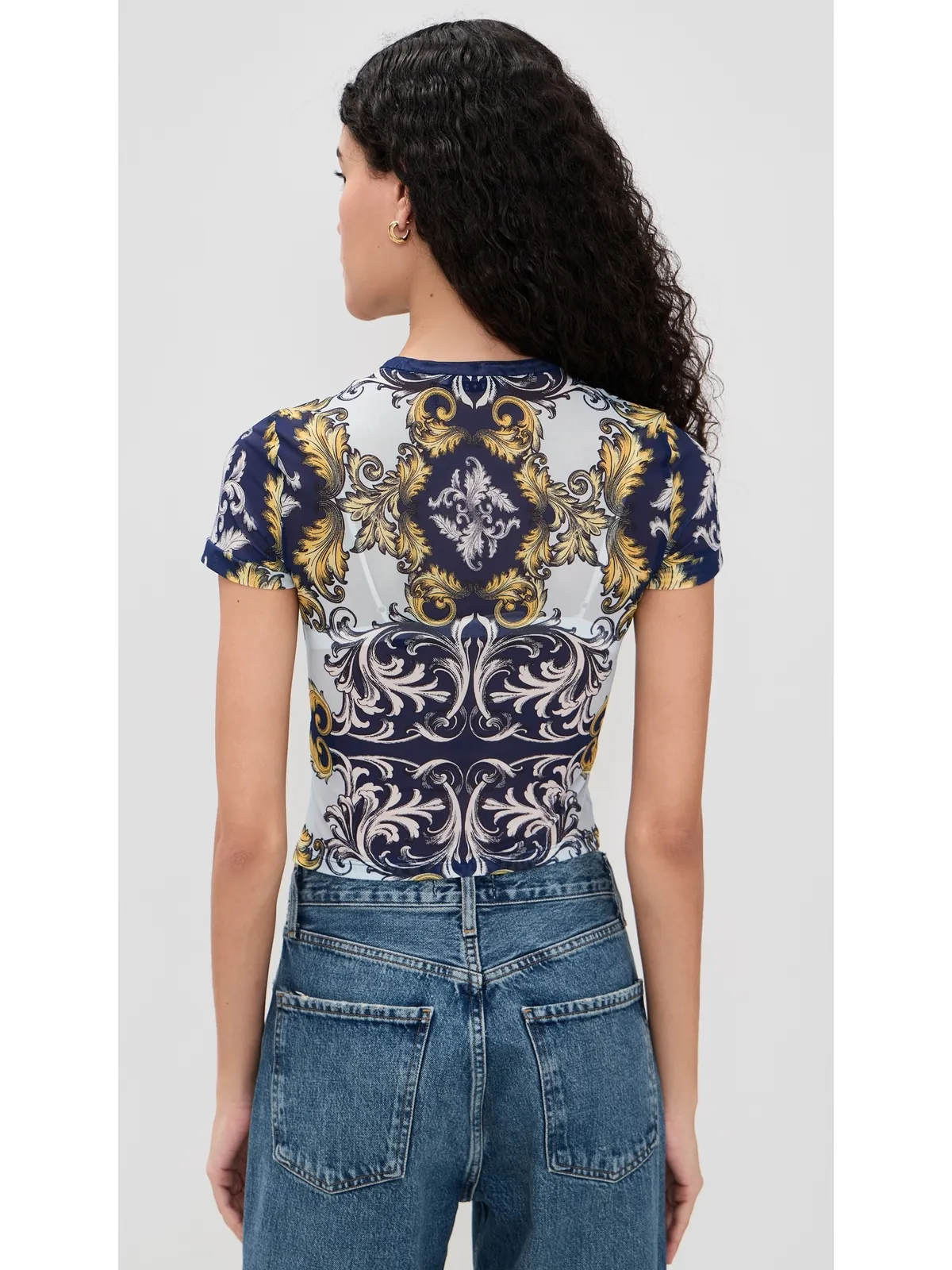 ALICE + OLIVIA テス メッシュTシャツ アンティークスクロール柄 - 画像3