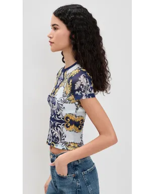ALICE + OLIVIA テス メッシュTシャツ アンティークスクロール柄 - サムネイル4