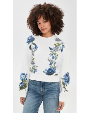 ALICE + OLIVIA Russell Embellished Relaxed Crew Neck Sweatshirt 花柄プリント オフホワイト - サムネイル2