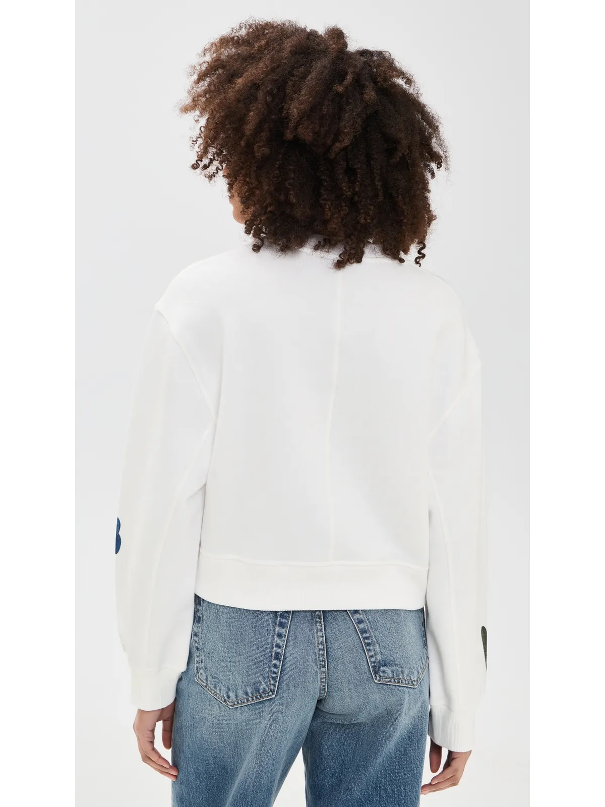 ALICE + OLIVIA Russell Embellished Relaxed Crew Neck Sweatshirt 花柄プリント オフホワイト - 画像3