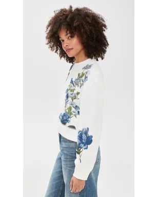 ALICE + OLIVIA Russell Embellished Relaxed Crew Neck Sweatshirt 花柄プリント オフホワイト - サムネイル4