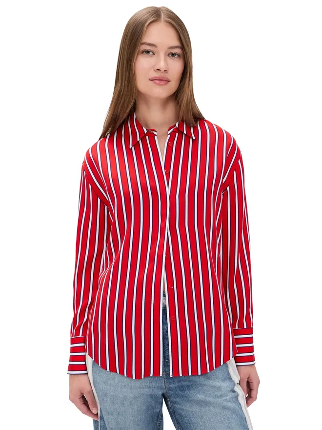 Alice + Olivia ALICE + OLIVIA ディミトラ オーバサイズ ハイロー ボタンダウンシャツの商品画像