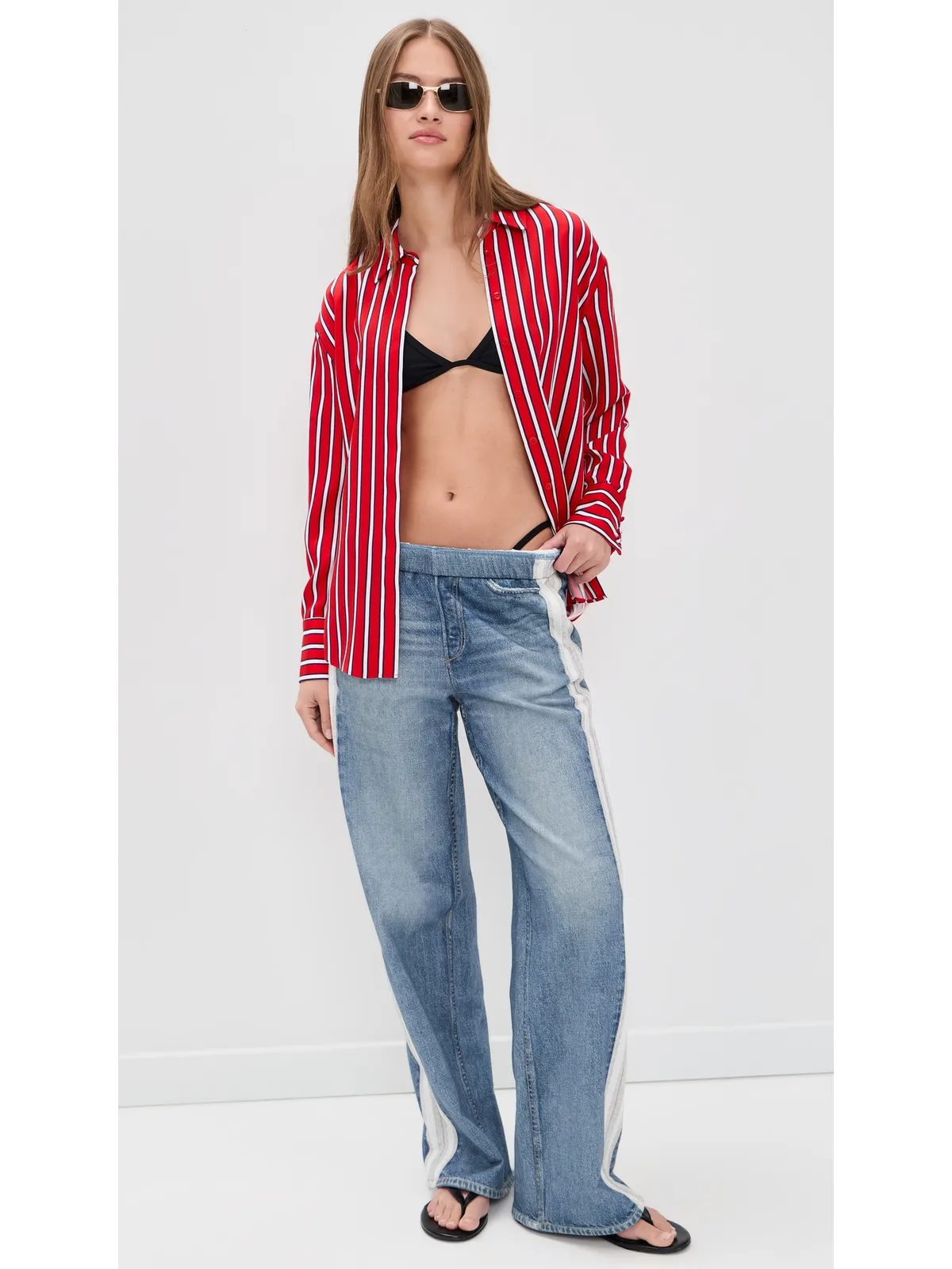 ALICE + OLIVIA ディミトラ オーバサイズ ハイロー ボタンダウンシャツ - 画像5