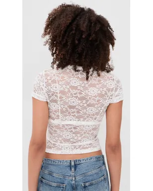 ALICE + OLIVIA Tess Lace Tee Off White - サムネイル3