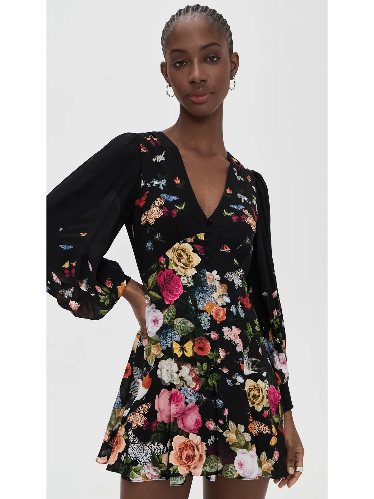 ALICE + OLIVIA イレーヌ ミニドレス ソーラー・ストレングス ブラック - 画像2