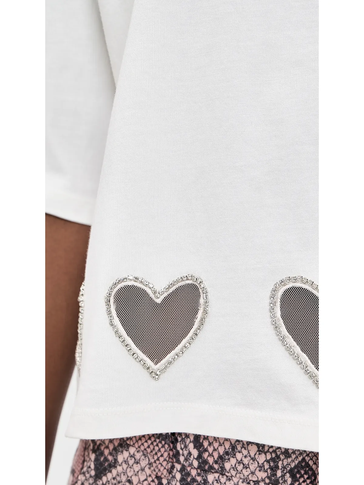 ALICE + OLIVIA オーバーサイズ クロップド クリスタルハートTシャツ - 画像6