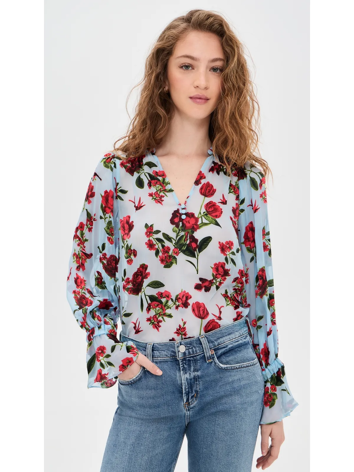 ALICE + OLIVIA Moranne ブラウス ラッフルスリーブ トップス - 画像2