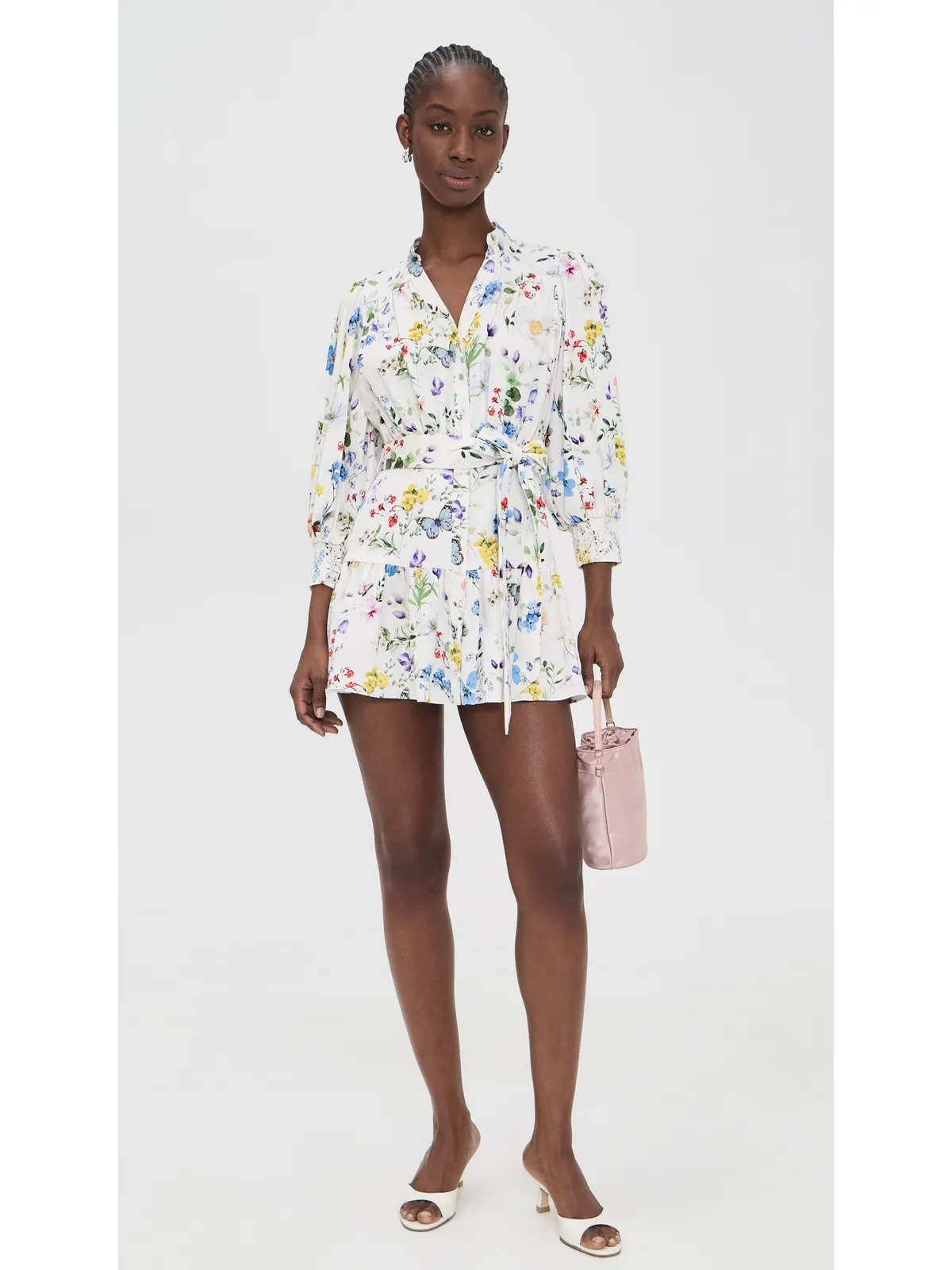 ALICE + OLIVIA コラ ティアード ミニ シャツドレス Twisting Vines Off White - 画像5