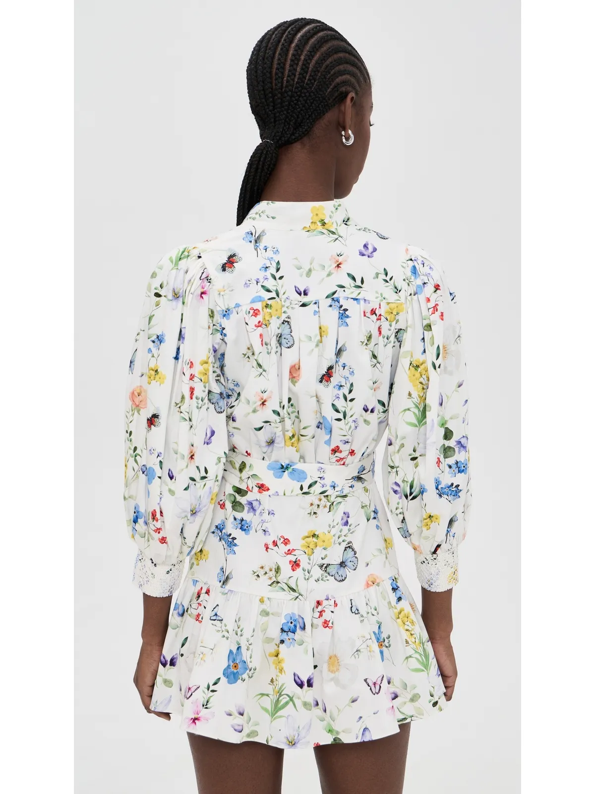 ALICE + OLIVIA コラ ティアード ミニ シャツドレス Twisting Vines Off White - 画像3