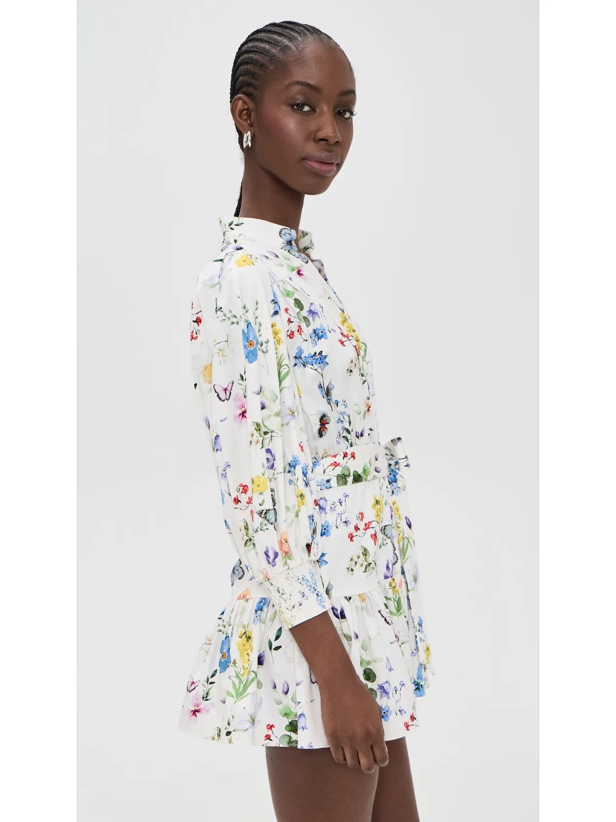 ALICE + OLIVIA コラ ティアード ミニ シャツドレス Twisting Vines Off White - 画像4