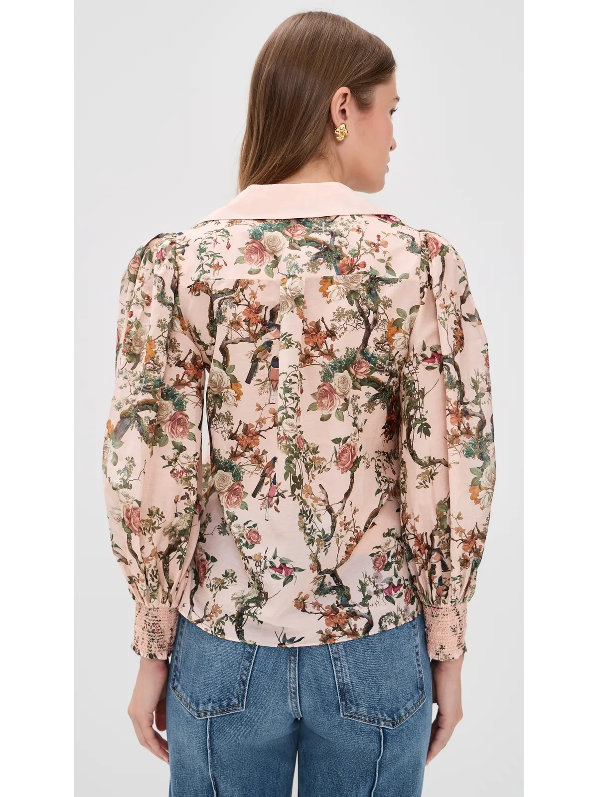 ALICE + OLIVIA Charis 長袖ボタンダウンブラウス Sunset Grove English Rose - 画像3