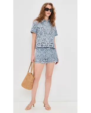 ALICE + OLIVIA Laneデニムボタンダウンシャツ - サムネイル5