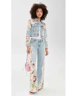 ALICE + OLIVIA Chloe アップリケ デニムジャケット Sierra Vintage Multi - サムネイル5