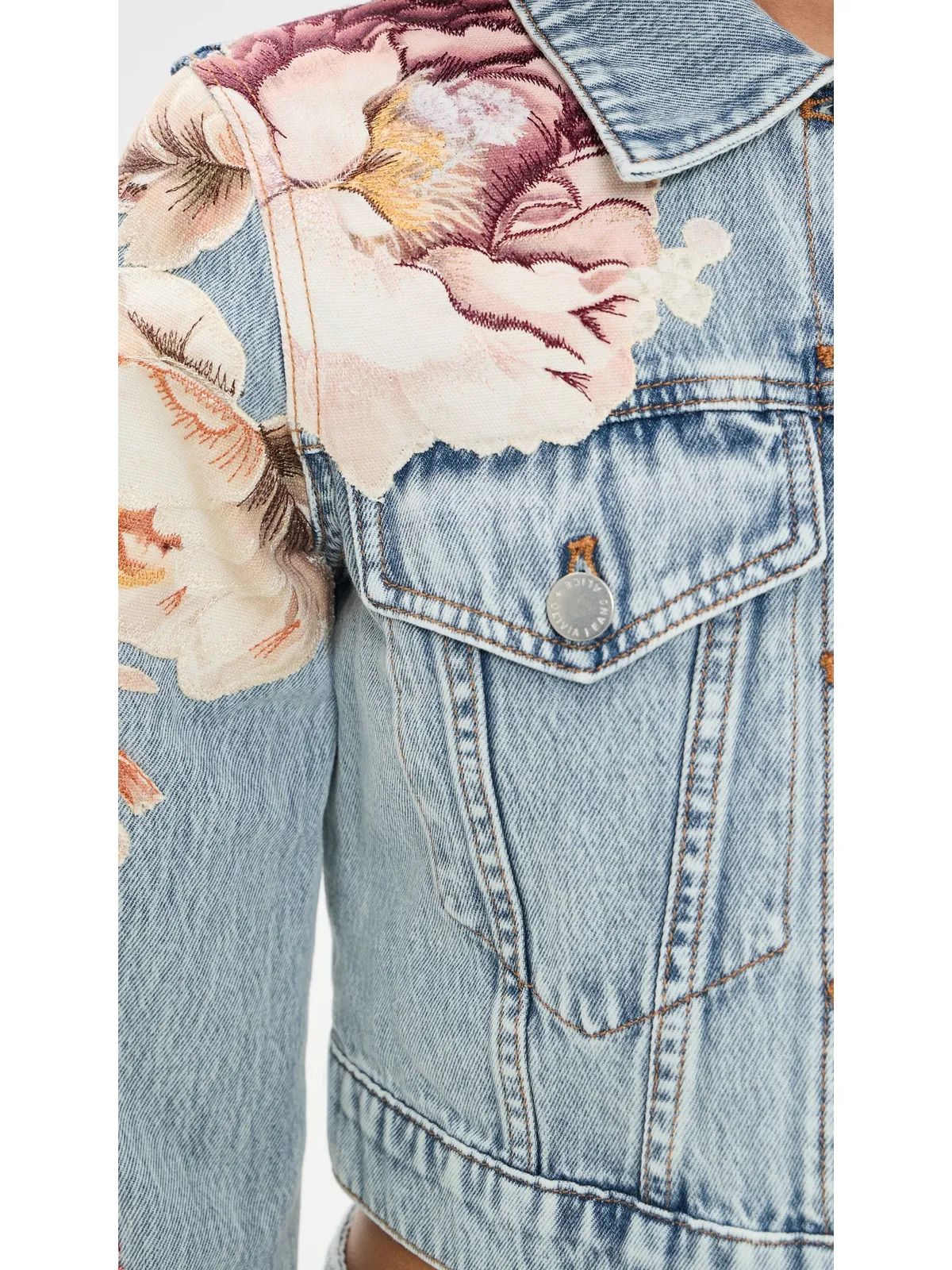 ALICE + OLIVIA Chloe アップリケ デニムジャケット Sierra Vintage Multi - 画像6