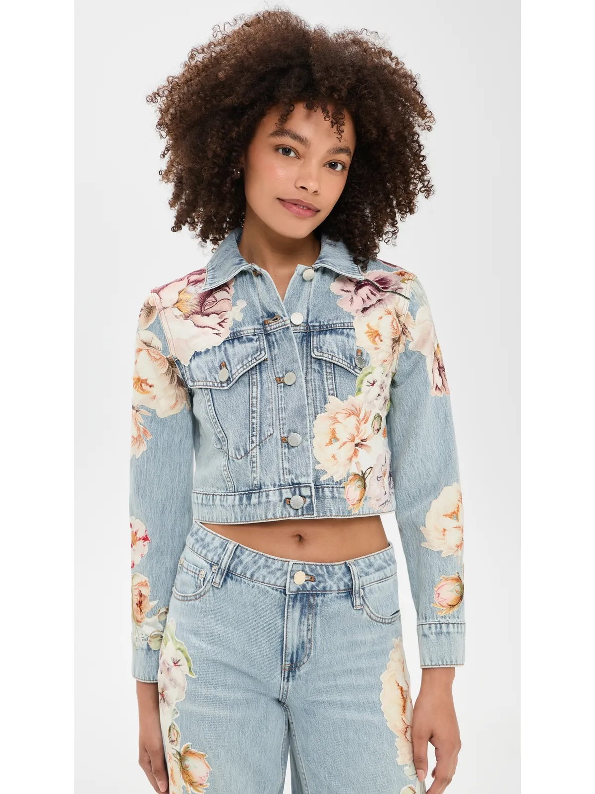 ALICE + OLIVIA Chloe アップリケ デニムジャケット Sierra Vintage Multi - 画像2