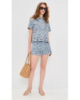 ALICE + OLIVIA ケンリー アイレット ドローストリング デニムショーツ - サムネイル5