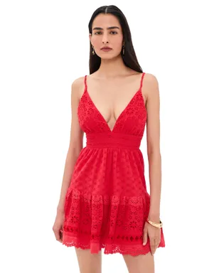 ALICE + OLIVIA Lorene Ember Mini Dress Chili Pepper - サムネイル1