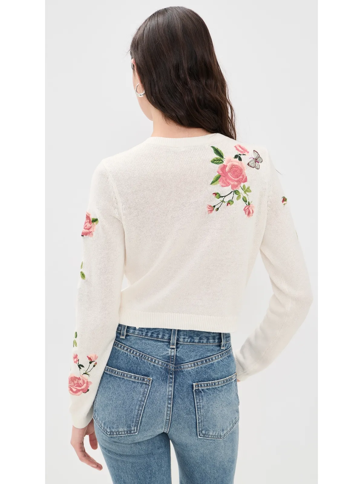 ALICE + OLIVIA 刺繍入りカーディガン ガーデンゴシップ オフホワイト - 画像3