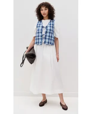 ALIGNE Mario Tie Front Waistcoat Blue Check - サムネイル5
