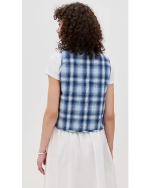 ALIGNE Mario Tie Front Waistcoat Blue Check - サムネイル3