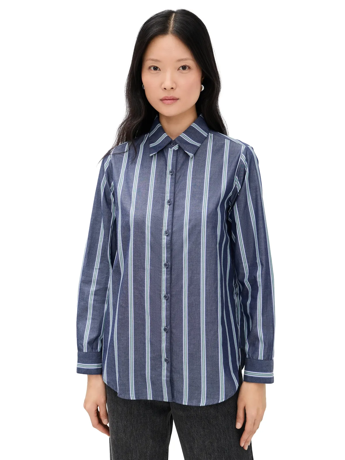 Apiece Apart Sodi Wrap Button Up Indigo Stripe - 画像1