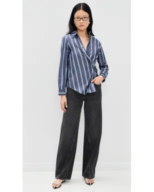 Apiece Apart Sodi Wrap Button Up Indigo Stripe - サムネイル5