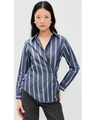 Apiece Apart Sodi Wrap Button Up Indigo Stripe - サムネイル2