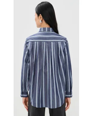 Apiece Apart Sodi Wrap Button Up Indigo Stripe - サムネイル3