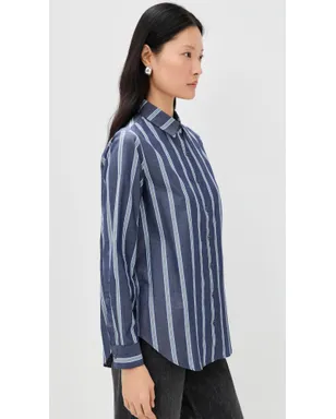 Apiece Apart Sodi Wrap Button Up Indigo Stripe - サムネイル4