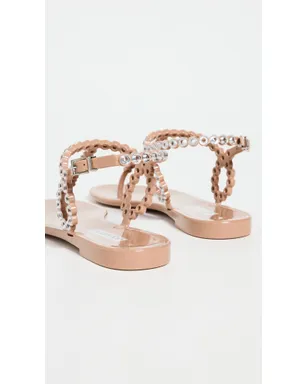 Aquazzura オールモスト・ベアー クリスタルジェリー・サンダル パウダーピンク - サムネイル4