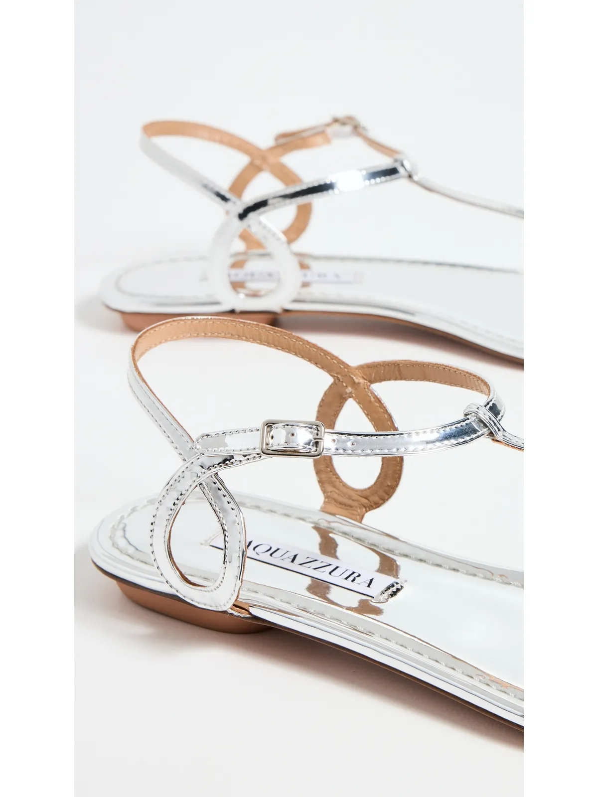 Aquazzura オールモスト・ベア・サンダル・フラット（シルバー） - 画像5