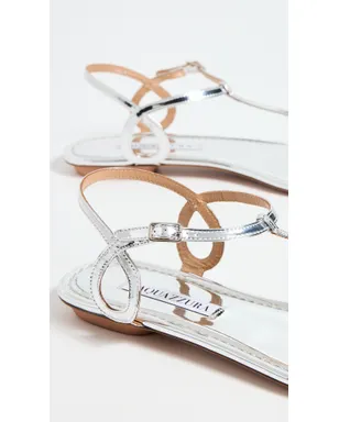 Aquazzura オールモスト・ベア・サンダル・フラット（シルバー） - サムネイル5