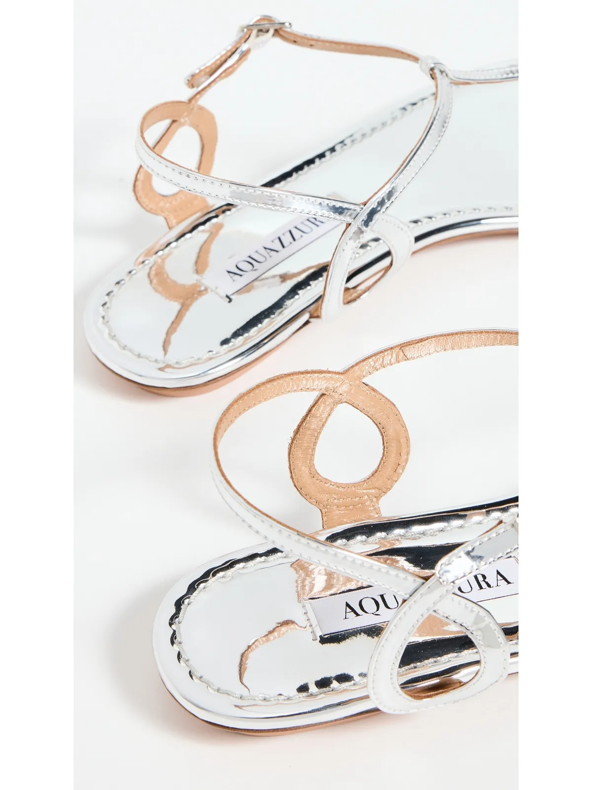 Aquazzura オールモスト・ベア・サンダル・フラット（シルバー） - 画像4
