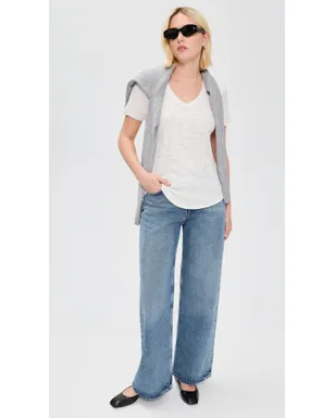 ATM Anthony Thomas Melillo スラブジャージー クラシックVネックTシャツ Seashell/Silver - サムネイル5
