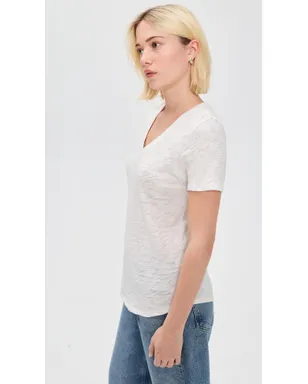 ATM Anthony Thomas Melillo スラブジャージー クラシックVネックTシャツ Seashell/Silver - サムネイル4