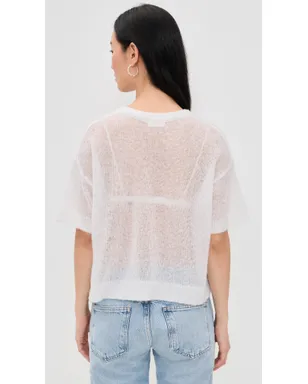 American Vintage カシミヤ混ショートスリーブVネックTシャツ グレー - サムネイル3