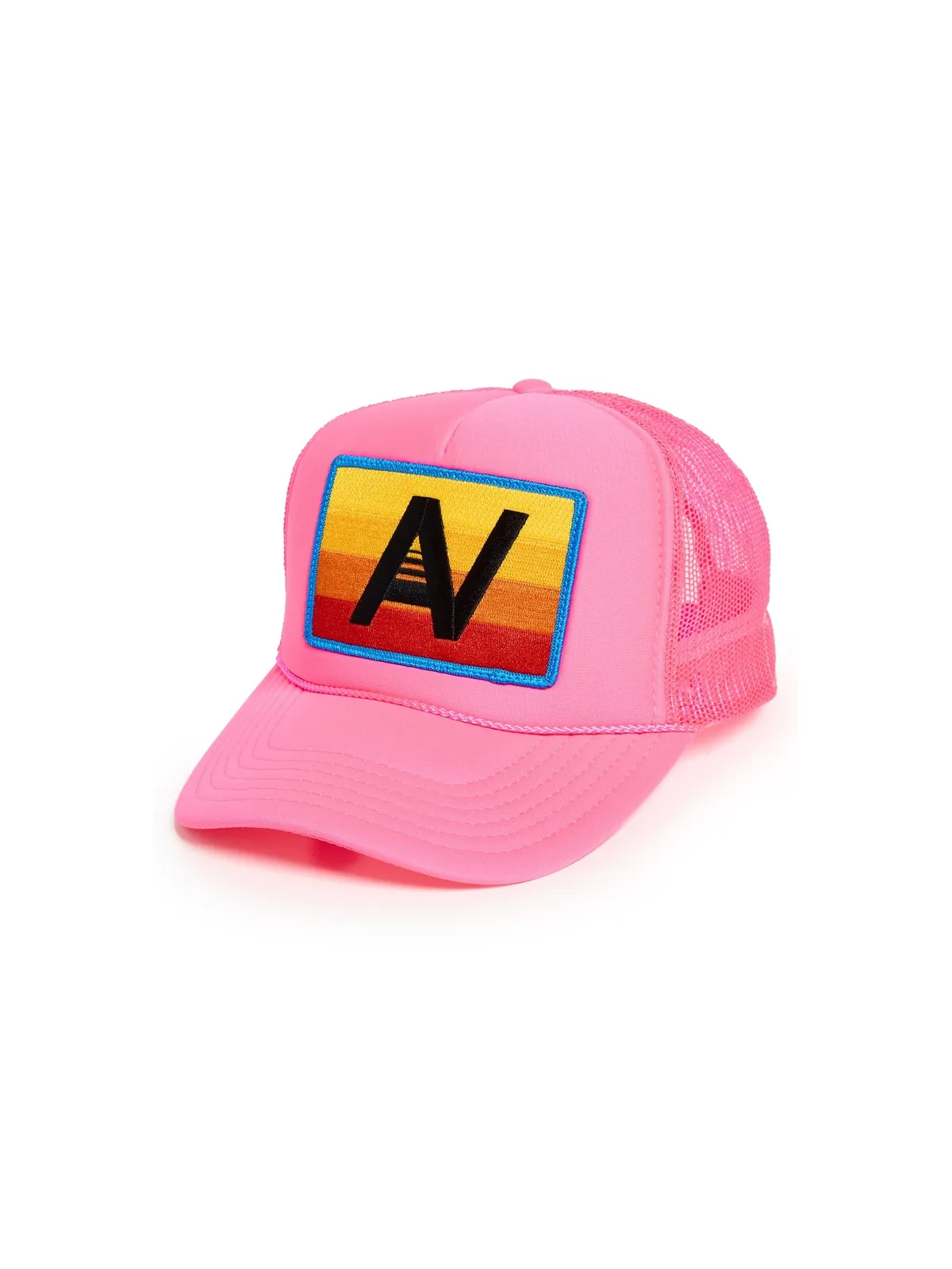 Aviator Nation ロゴレインボー ヴィンテージ ローライズ トラッカーハット ネオンピンク - 画像1